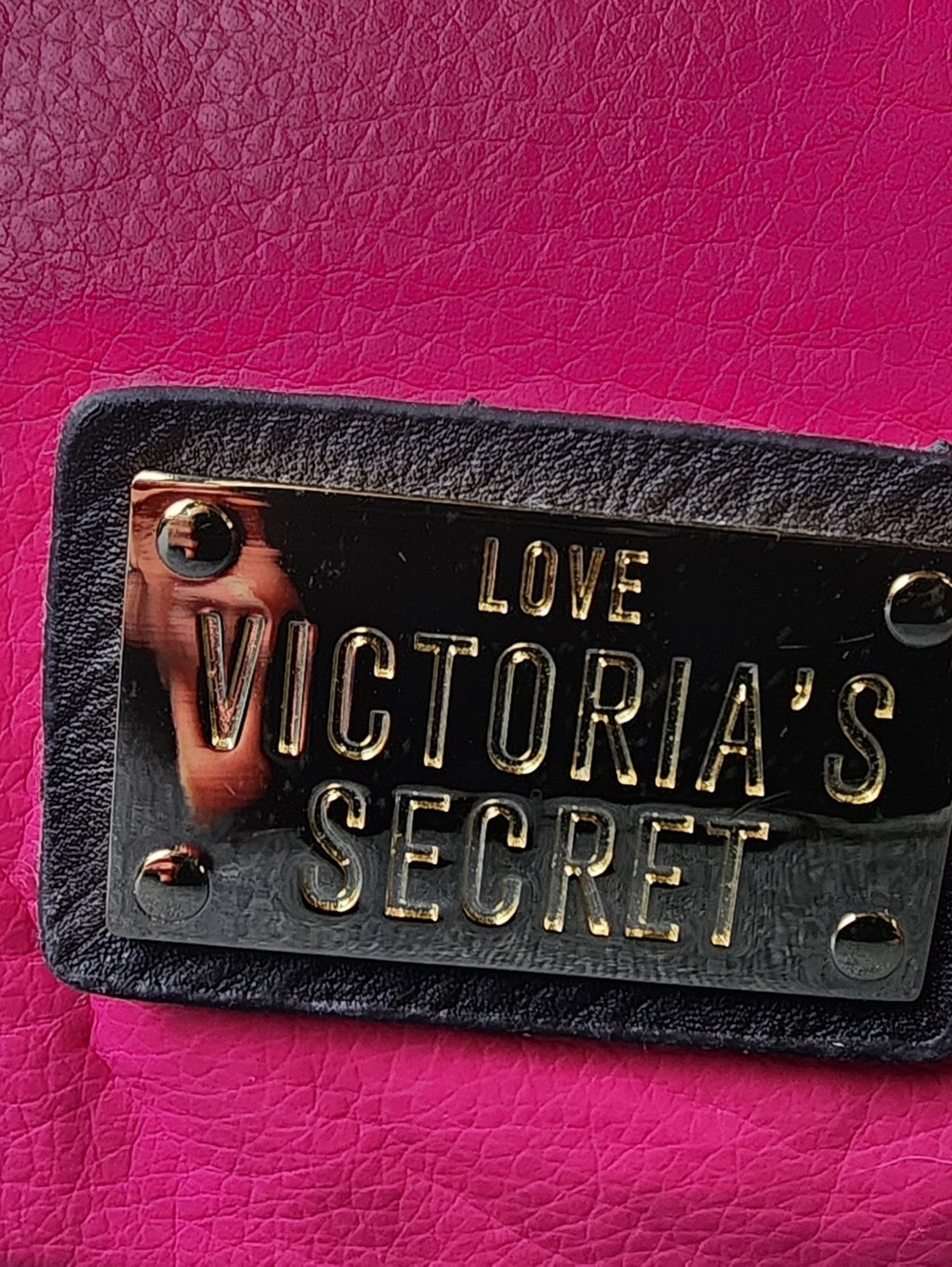 Victoria's Secret Hot Pink Shoulder Bag with Dark Brown Strap - Picture 2 of 4